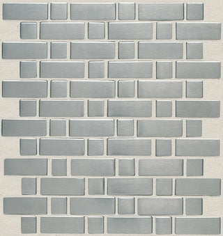 Silver Gray - 12x12 Metallica Basketweave  Mosaic Metallic-Look Satin Smooth Metal Tile
