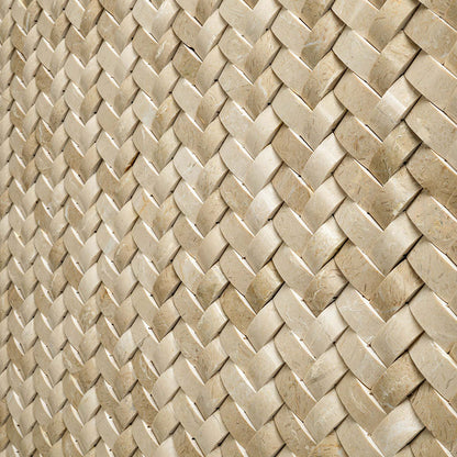 12x12 Crema Mosaic Natural-Look Polished 3D Geometric Herringbone Marble Tile Soft Beige
