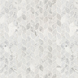 Soft Gray - 12x12 Carrara Leaf Mosaic Natural-Look Honed Smooth Marble Tile