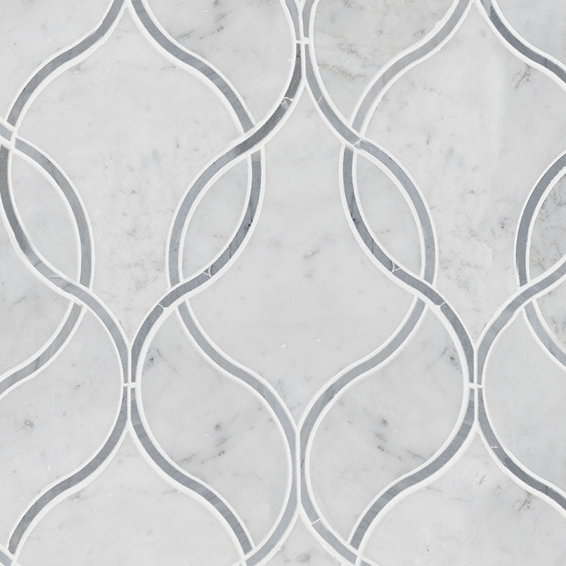 12x12 Carrara Oval Ellipsis Mosaic Natural-Look Polished Smooth Marble Tile Soft Gray