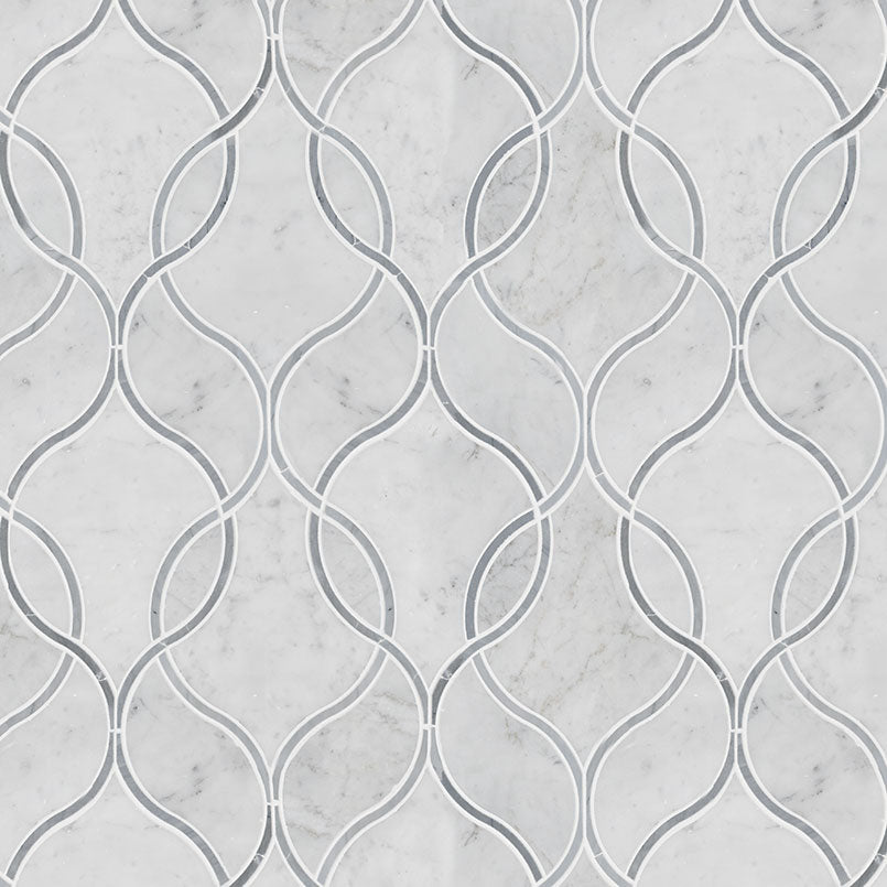 12x12 Carrara Oval Ellipsis Mosaic Natural-Look Polished Smooth Marble Tile Soft Gray