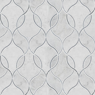 Soft Gray - 12x12 Carrara Oval Ellipsis Mosaic Natural-Look Polished Smooth Marble Tile