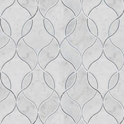 12x12 Carrara Oval Ellipsis Mosaic Natural-Look Polished Smooth Marble Tile Soft Gray