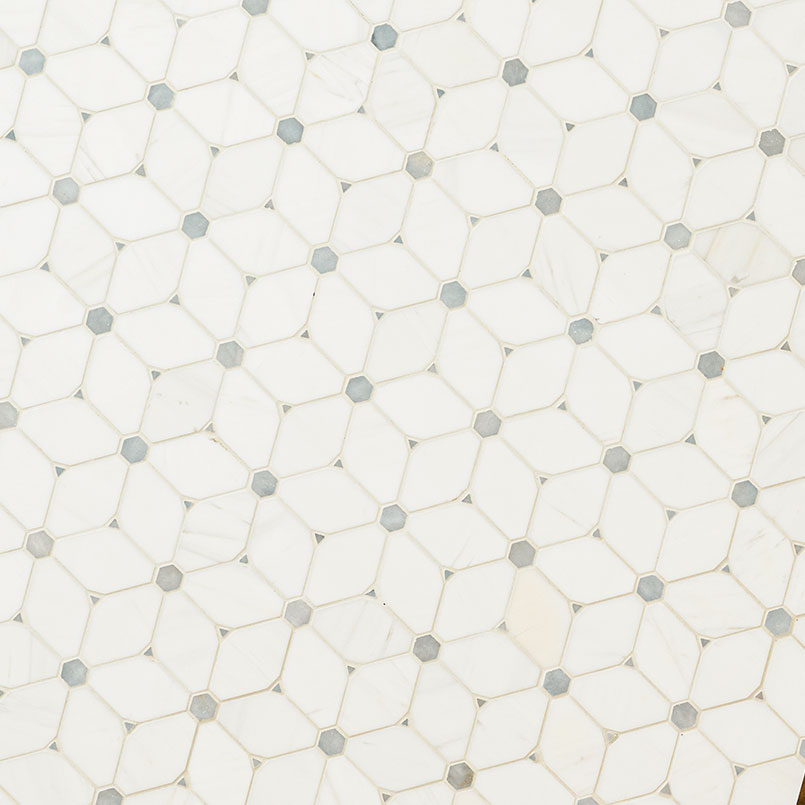 12x12 Cecile Octagon Diamond Mosaic Natural-Look Polished Smooth Marble Tile White Gray