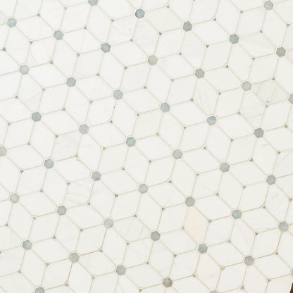 12x12 Cecile Octagon Diamond Mosaic Natural-Look Polished Smooth Marble Tile White Gray