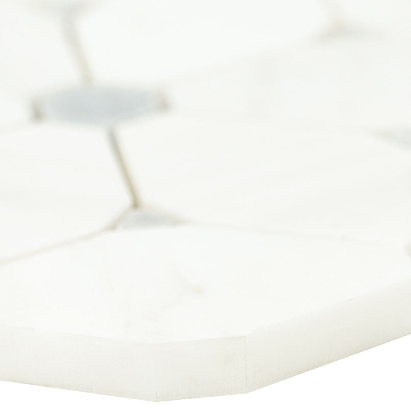 12x12 Cecile Octagon Diamond Mosaic Natural-Look Polished Smooth Marble Tile White Gray