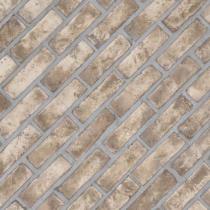 2.25x7.5 Doverton Mosaic Natural-Look Matte Rough Faux Brick Tile Brown Beige