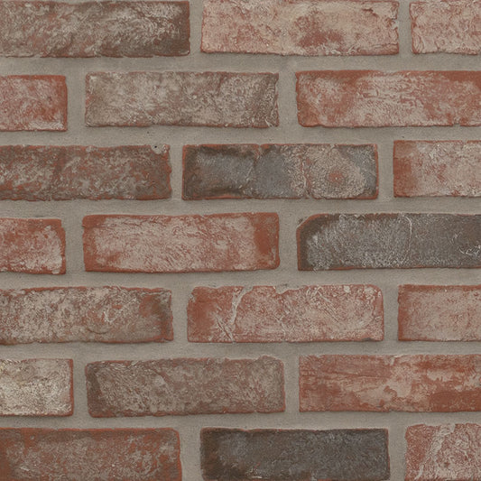 12x12 Noble Red Mosaic Concrete-Look Tumbled Textured Faux Brick Tile Brown Gray