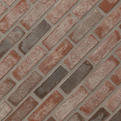 12x12 Noble Red Mosaic Concrete-Look Tumbled Textured Faux Brick Tile Brown Gray