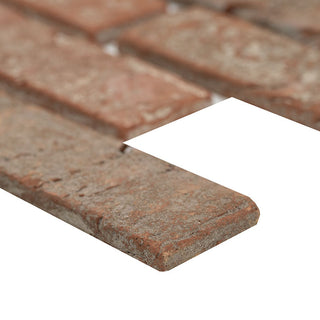 Brown Gray - 12x12 Noble Red Mosaic Concrete-Look Tumbled Textured Faux Brick Tile