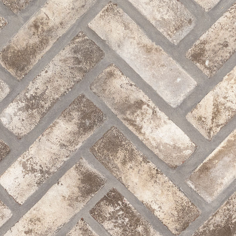 2.25x7.5 Doverton Herringbone Patterned Natural-Look Matte Rough Faux Brick Tile Brown Beige