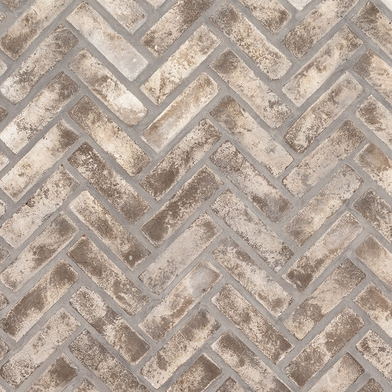 2.25x7.5 Doverton Herringbone Patterned Natural-Look Matte Rough Faux Brick Tile Brown Beige