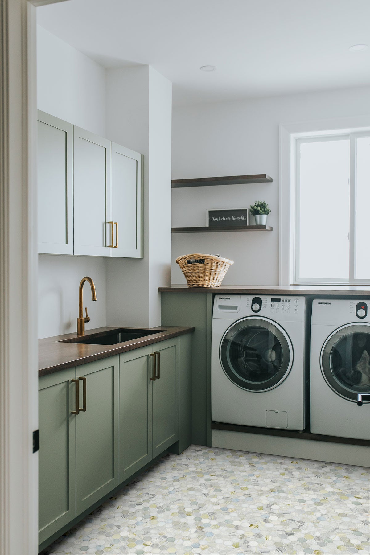 2'' Cloudland Hexagon Mosaic Natural-Look Polished Smooth Marble Tile White Green