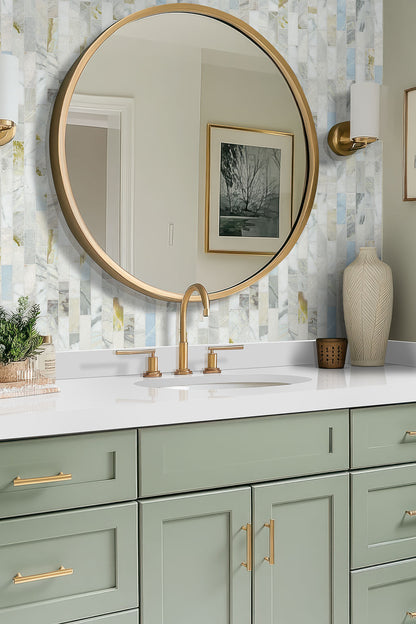 2x6 Cloudland Mosaic Natural-Look Polished Smooth Marble Tile Beige Gray