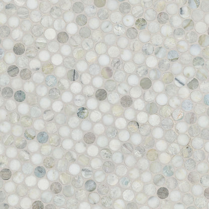12x12 Cloudland Circle Penny Round Mosaic Natural-Look Polished Smooth Marble Tile Beige Gray