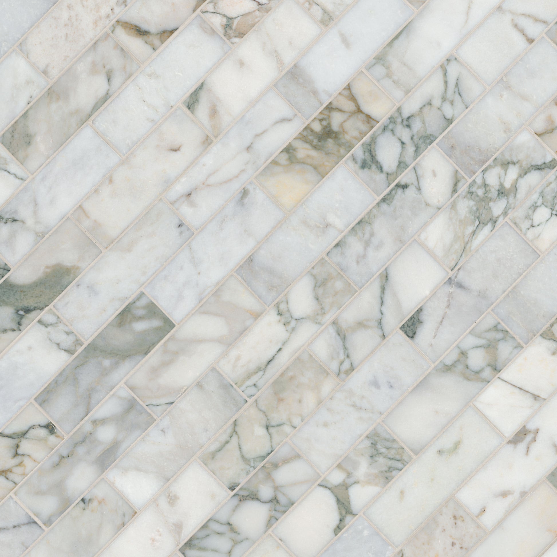 2x6 Coronado Mosaic Natural-Look Honed Smooth Marble Tile Beige Green