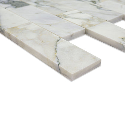 2x6 Coronado Mosaic Natural-Look Honed Smooth Marble Tile Beige Green