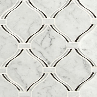 12x12 Danza Arabesque Mosaic Natural-Look Polished Smooth Marble Tile