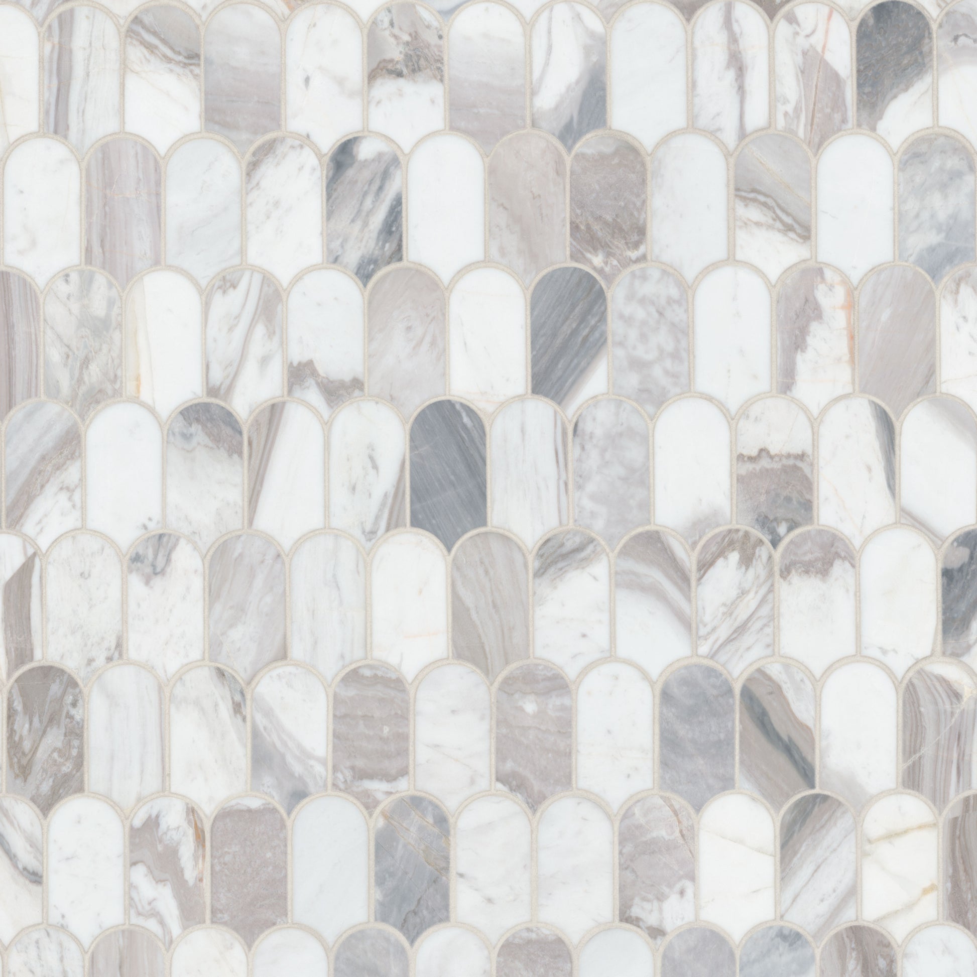 12x12 Edessa Oval Mosaic Natural-Look Polished Smooth Marble Tile White Gray