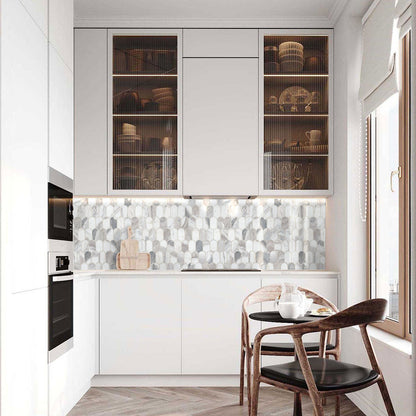 12x12 Edessa Oval Mosaic Natural-Look Polished Smooth Marble Tile White Gray