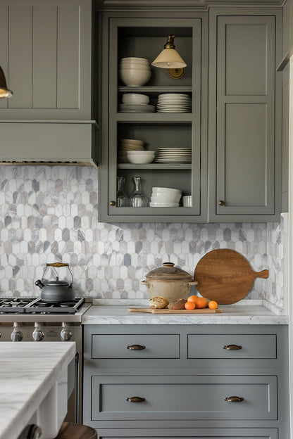 12x12 Edessa Oval Mosaic Natural-Look Polished Smooth Marble Tile White Gray