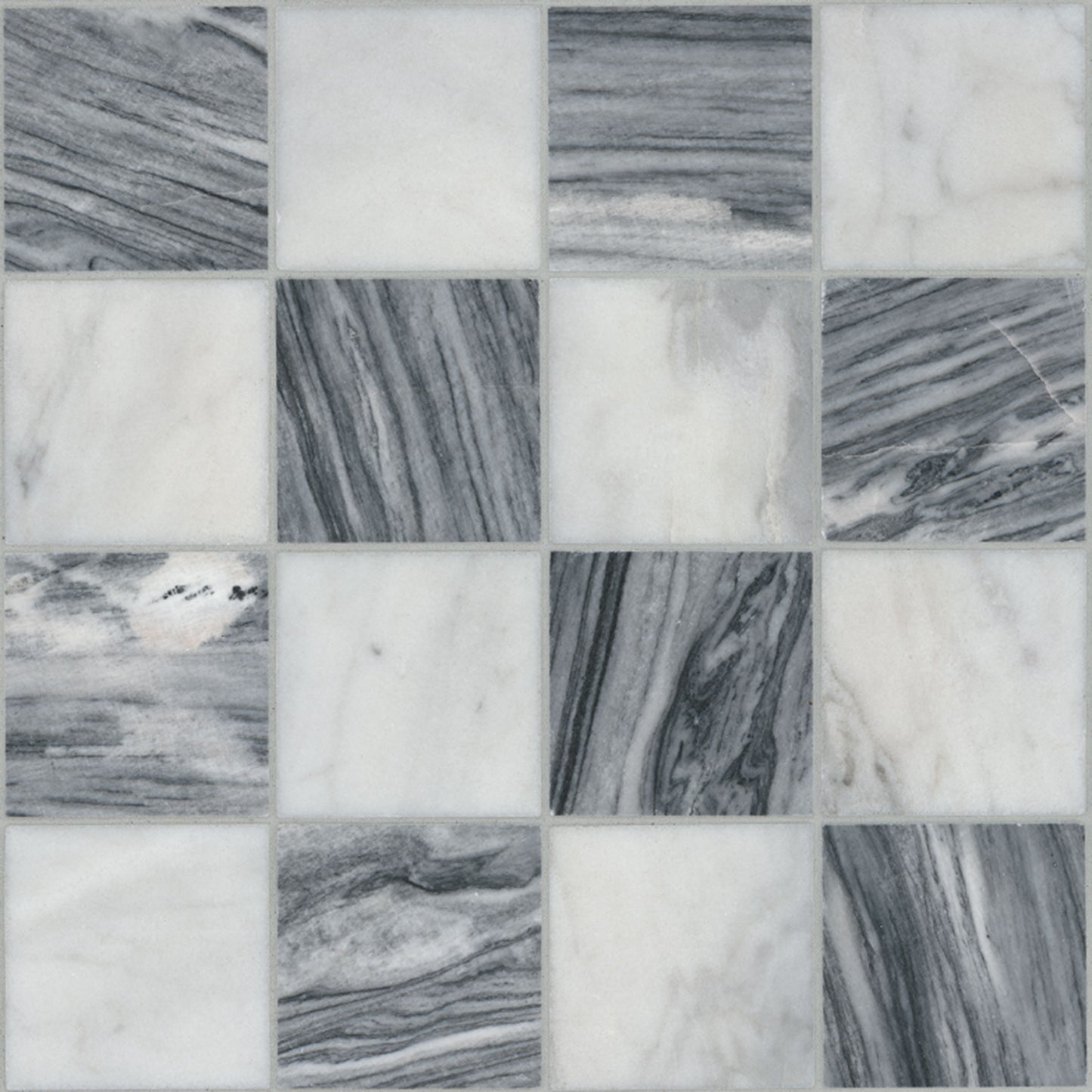 3x3 Firenze Mosaic Natural-Look Polished Smooth Marble Tile White Gray