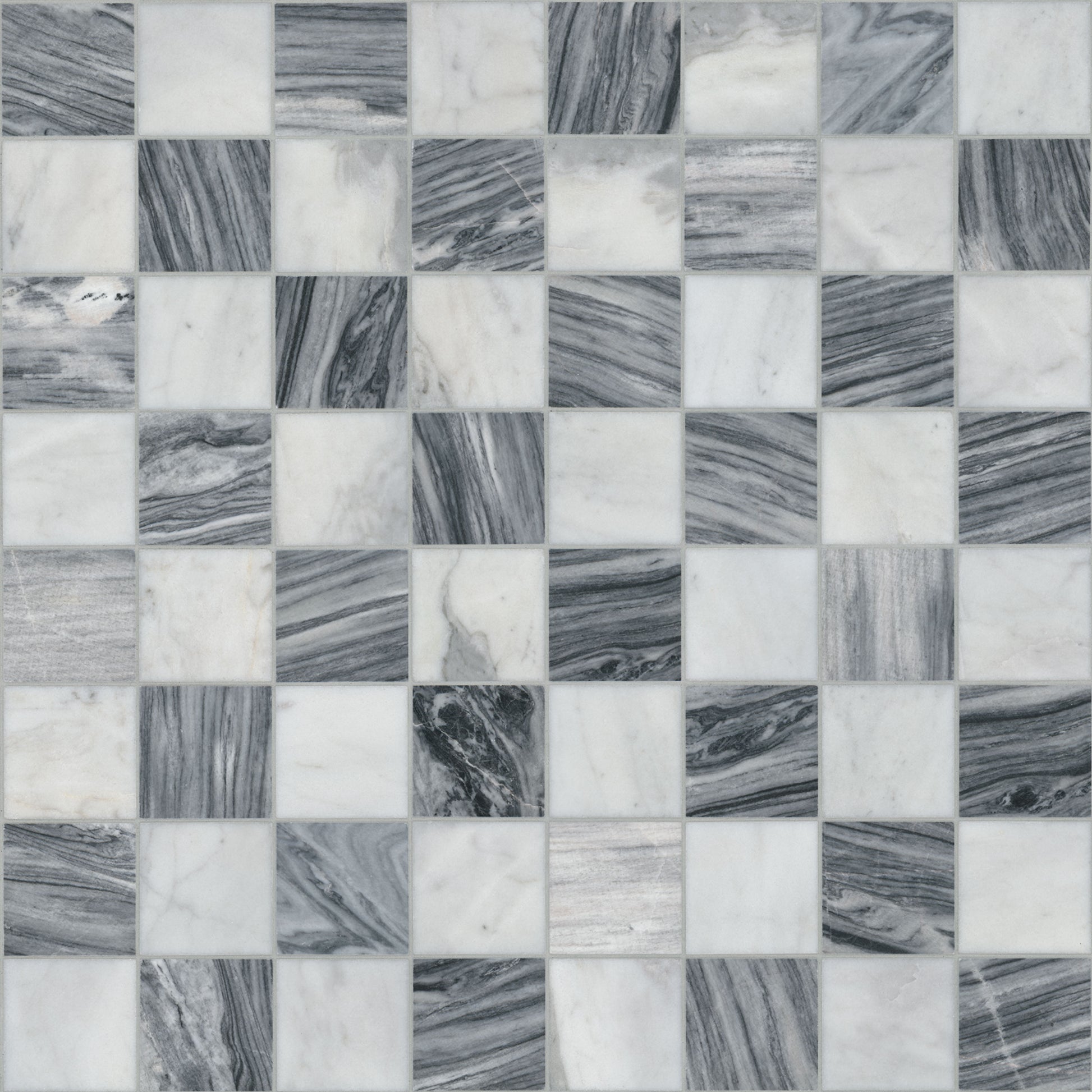 3x3 Firenze Mosaic Natural-Look Polished Smooth Marble Tile White Gray