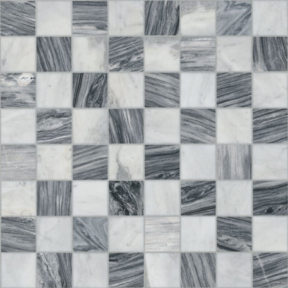 3x3 Firenze Mosaic Natural-Look Polished Smooth Marble Tile White Gray