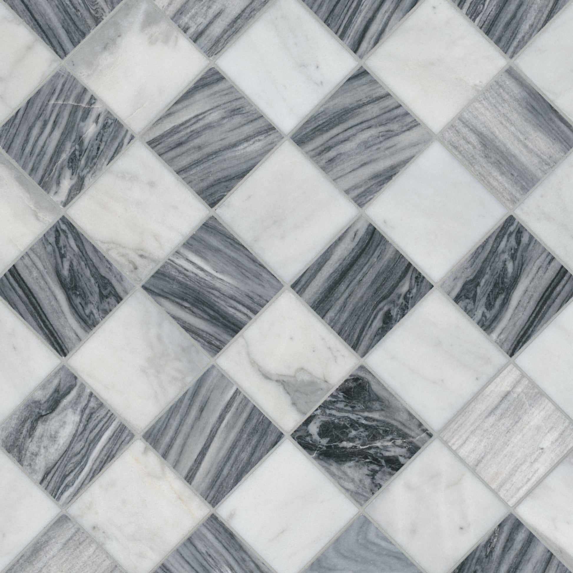 3x3 Firenze Mosaic Natural-Look Polished Smooth Marble Tile White Gray