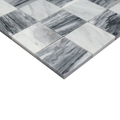 3x3 Firenze Mosaic Natural-Look Polished Smooth Marble Tile White Gray