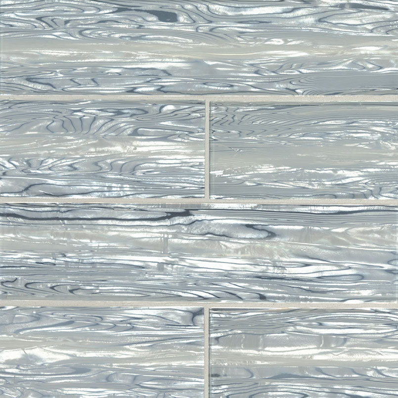 3x12 Chilcott Patterned Metallic-Look Glossy Wavy Glass Tile Blue Silver