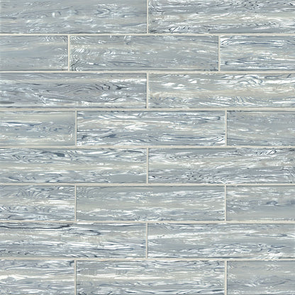 3x12 Chilcott Patterned Metallic-Look Glossy Wavy Glass Tile Blue Silver