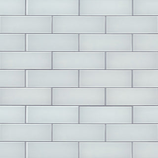 Light Gray - 3x9 Ice Patterned Solid-Color Glossy Smooth Glass Tile