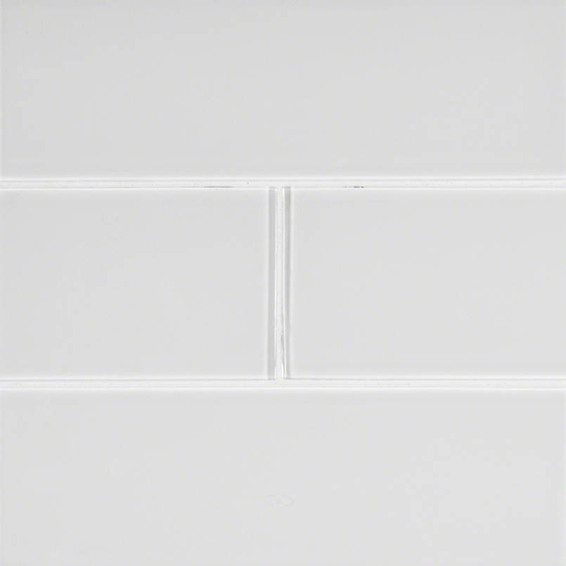 4x12 Ice Patterned Solid-Color Glossy Smooth Glass Tile White