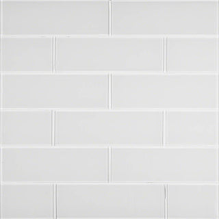 White - 4x12 Ice Patterned Solid-Color Glossy Smooth Glass Tile