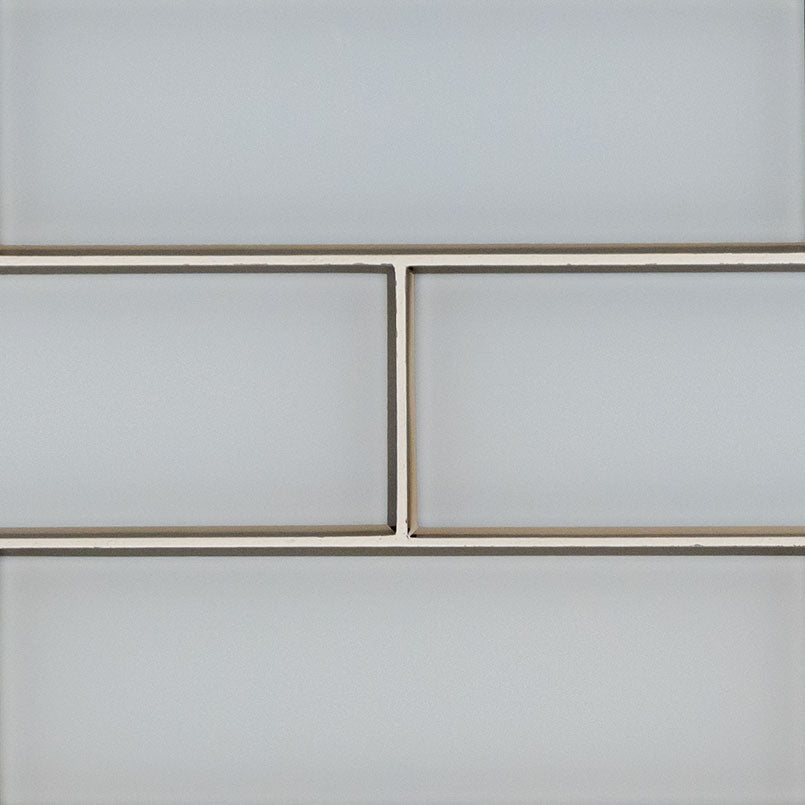 4x12 Ice Patterned Solid-Color Matte Beveled Glass Tile Light Gray