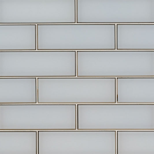 4x12 Ice Patterned Solid-Color Matte Beveled Glass Tile