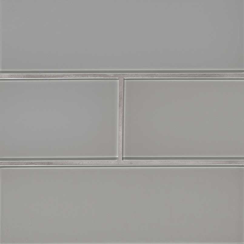 4x12 Oyster Patterned Solid-Color Matte Smooth Glass Tile Light Gray