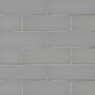Light Gray - 4x12 Oyster Patterned Solid-Color Matte Smooth Glass Tile