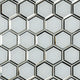 12x12 Ice Hexagon Mosaic Solid-Color Glossy Beveled Glass Tile Silver Gray