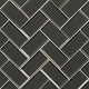 2x4 Metallic Herringbone Mosaic Metallic-Look Glossy Beveled Glass Tile Dark Gray