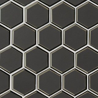 3" Metallic Hexagon Mosaic Metallic-Look Metallic Beveled Glass Tile