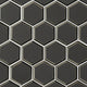 3'' Metallic Hexagon Mosaic Metallic-Look Metallic Beveled Glass Tile Dark Gray