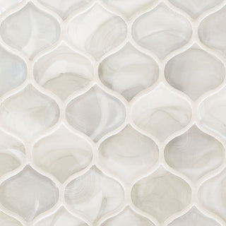 12x12 Pearla Arabesque Mosaic Marble-Look Glossy Smooth Glass Tile