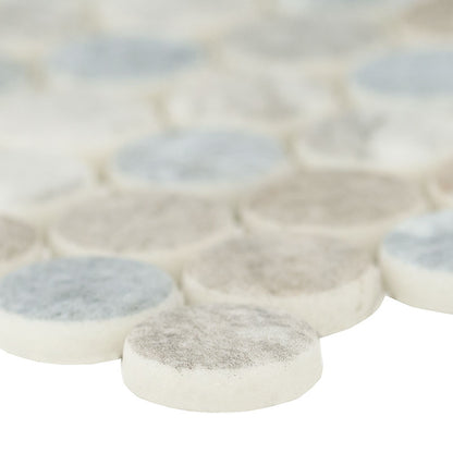 12x12 Stonella Circle Penny Round Mosaic Stone-Look Matte Smooth Glass Tile Gray Beige