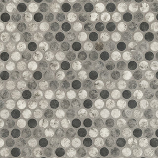 12x12 Urban Circle Penny Round Mosaic Stone-Look Matte Smooth Glass Tile
