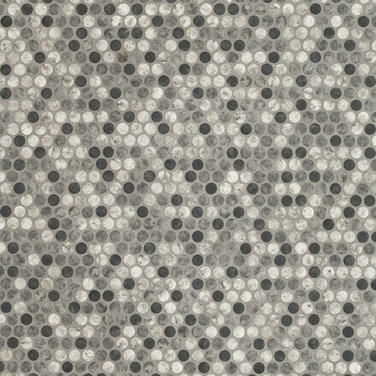 12x12 Urban Circle Penny Round Mosaic Stone-Look Matte Smooth Glass Tile