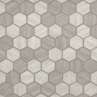 2" Silva Hexagon Mosaic Marble-Look Matte Smooth Glass Tile