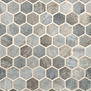 2" Stonella Hexagon Mosaic Stone-Look Matte Smooth Glass Tile