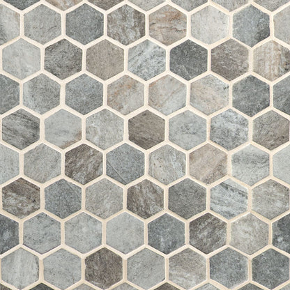 2'' Stonella Hexagon Mosaic Stone-Look Matte Smooth Glass Tile Gray Beige